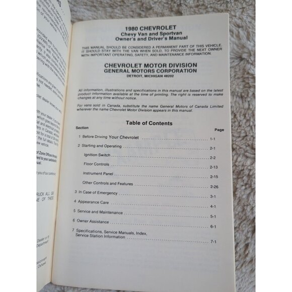 1980 CHEVROLET FULL SIZE VAN ORIGINAL FACTORY OWNERS And Drivers MANUAL SC Vtg - Picture 2 of 3